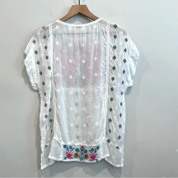 Johnny Was Colorful Floral Eyelet Embroidered Top - Picture 8 of 11